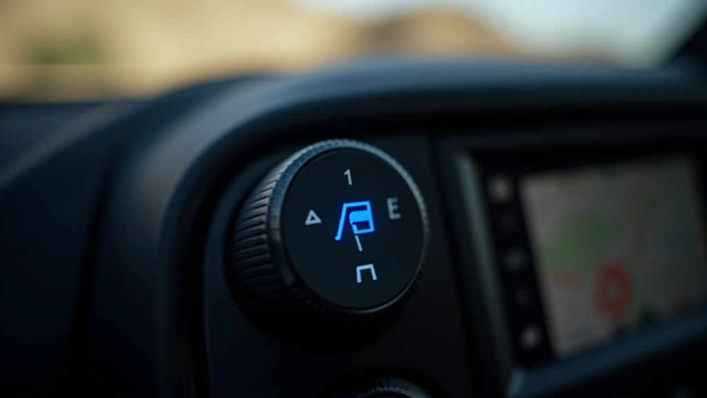 Close-up of vehicle dashboard showing hill descent control button and engagement indicator light