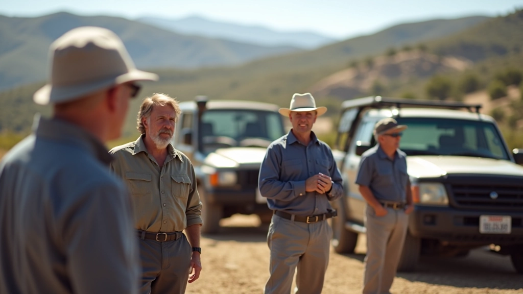 Experienced off-road driving instructors with mature adult students during training session
